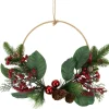 Red and Green Foliage, Pinecones and Berries Artificial Christmas, 17-Inch, Unlit
