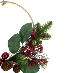 Red and Green Foliage, Pinecones and Berries Artificial Christmas, 17-Inch, Unlit
