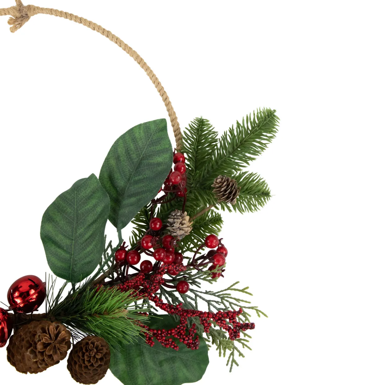 Red and Green Foliage, Pinecones and Berries Artificial Christmas, 17-Inch, Unlit