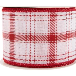 Red and White Plaid Wired Craft Christmas Ribbon 2.5