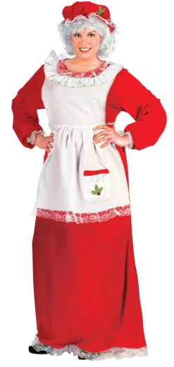 Red and White Plush Mrs. Santa Claus Women Adult Christmas Costume - Plus Size
