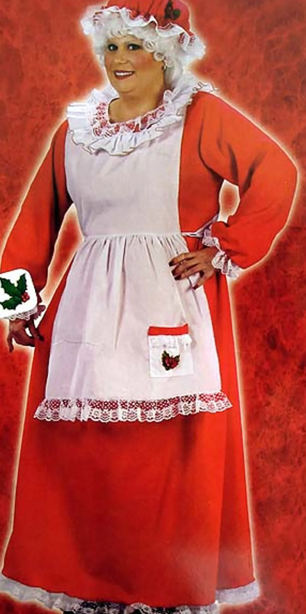 Red and White Plush Mrs. Santa Claus Women Adult Christmas Costume - Plus Size