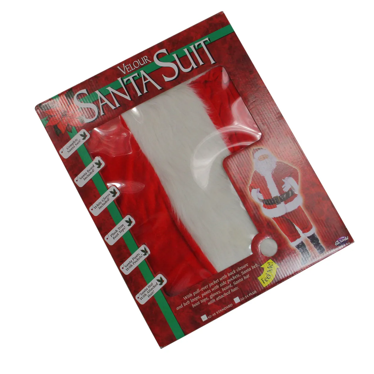 Red and White Plush Velour Santa Claus Women Christmas Costume Suit - Standard Size