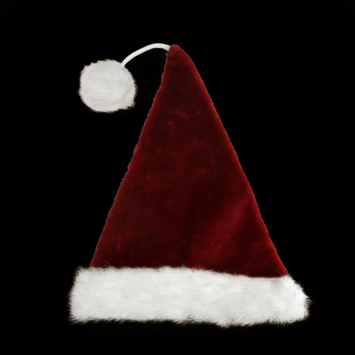 Red and White Pom Pom Santa Unisex Adult Christmas Hat Costume Accessory - One Size