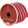 Red and White Striped Wired Craft Christmas Ribbon 2.5" x 10 Yards