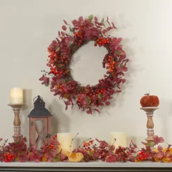 Red Berries Artificial Christmas Wreath - 24-Inch, Unlit