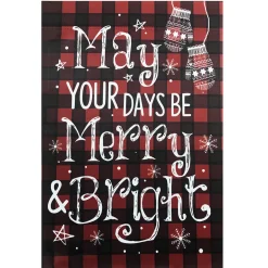 Red Buffalo Plaid Merry and Bright Christmas House Flag 28" x 40"