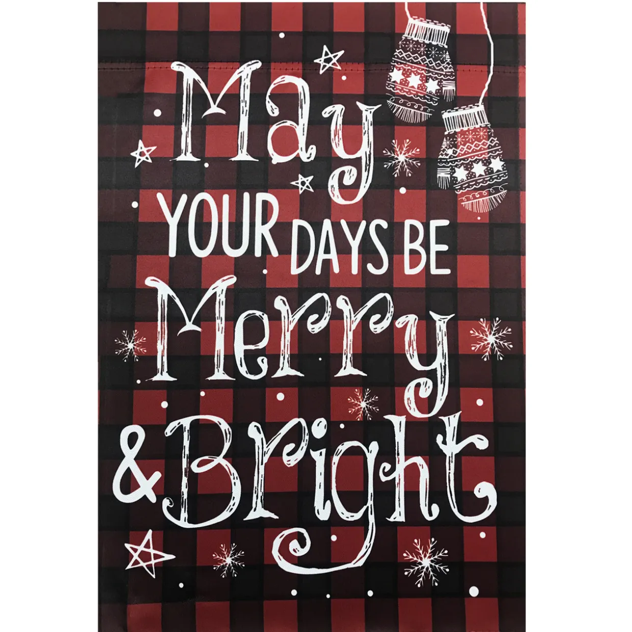 Red Buffalo Plaid Merry and Bright Christmas House Flag 28" x 40"
