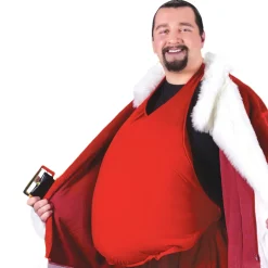 Red Padded Santa Belly Adult Christmas Costume Accessory - One Size