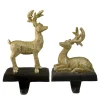 Reindeer Glittered Christmas Stocking Holders - 8.5" - Gold - Set of 2