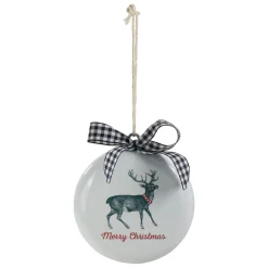 Reindeer "Merry Christmas" Disc Ornament - 4.5"