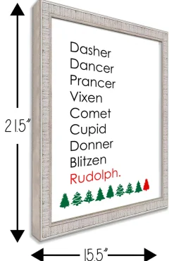Reindeer Names 15.5" x 21.5" Framed Christmas Wall Decor Art Print Sign Poster in a White Wooden Frame with UV Acrylic and Hangers