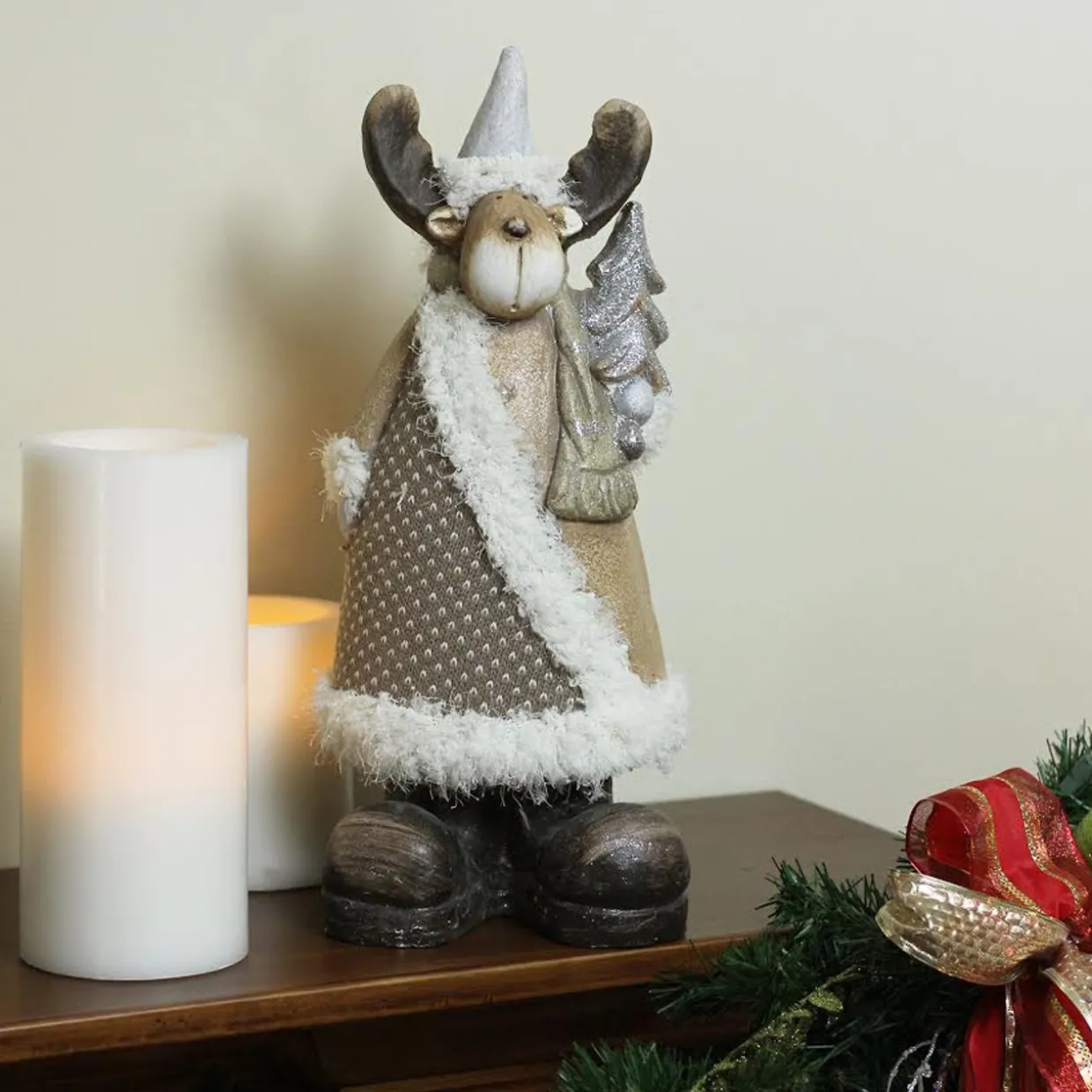 Reindeer with Glitter Christmas Tree Figurine - 15.75"