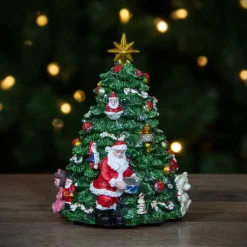 Rotating Christmas Tree Music Box with Santa - 5.5"