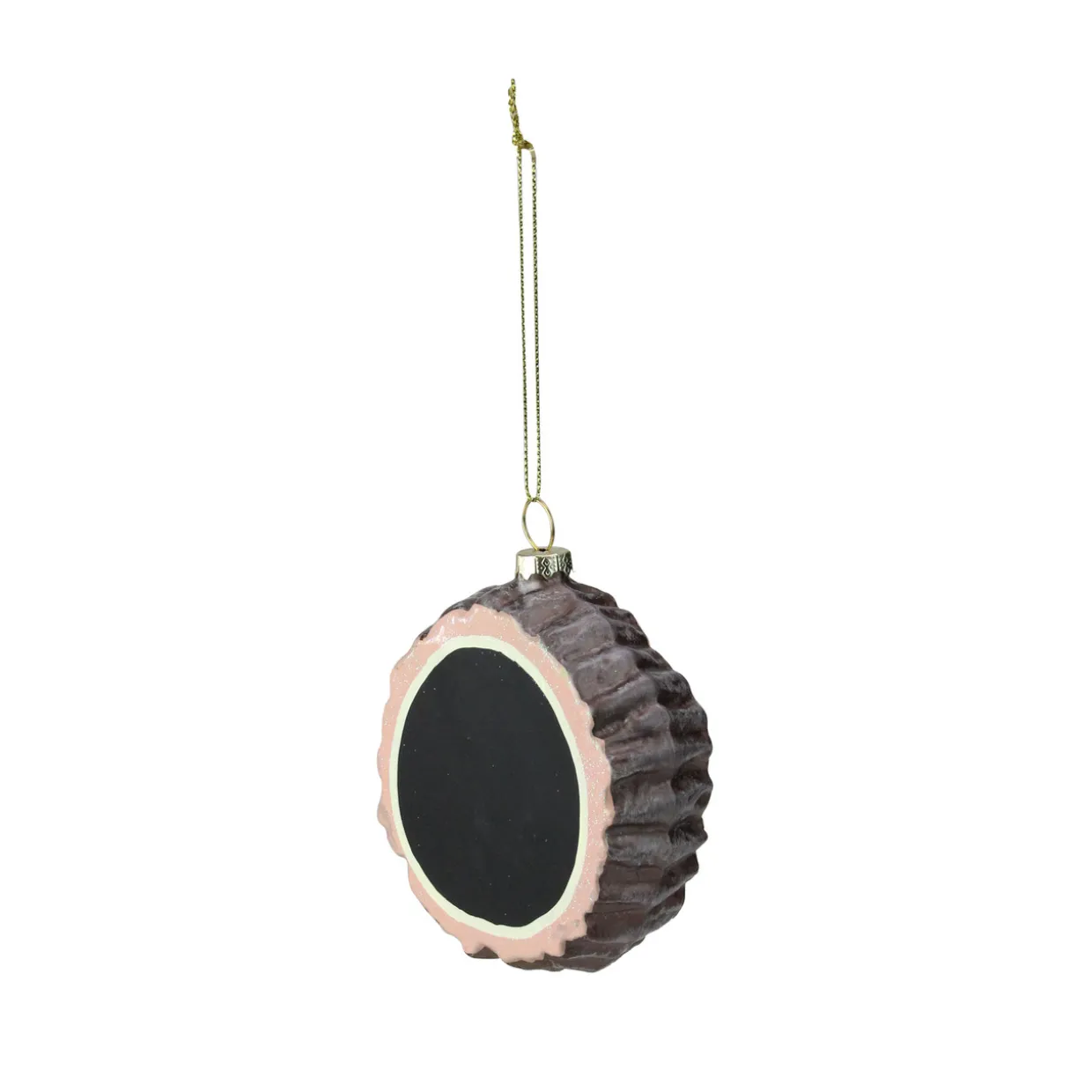 Round Chalkboard Tree Stump Glass Christmas Ornament - 3.5"