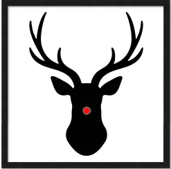 Rudolph the Red Nosed Reindeer 15.5" x 15.5" Framed Christmas Wall Decor Art Print Sign Poster in a Black Wooden Frame with UV Acrylic and Hangers