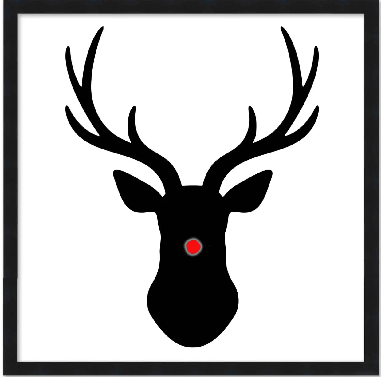 Rudolph the Red Nosed Reindeer 15.5" x 15.5" Framed Christmas Wall Decor Art Print Sign Poster in a Black Wooden Frame with UV Acrylic and Hangers
