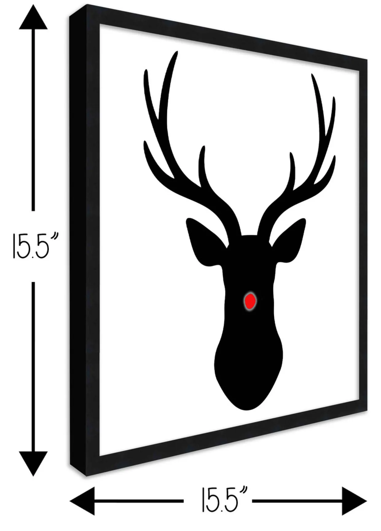 Rudolph the Red Nosed Reindeer 15.5" x 15.5" Framed Christmas Wall Decor Art Print Sign Poster in a Black Wooden Frame with UV Acrylic and Hangers