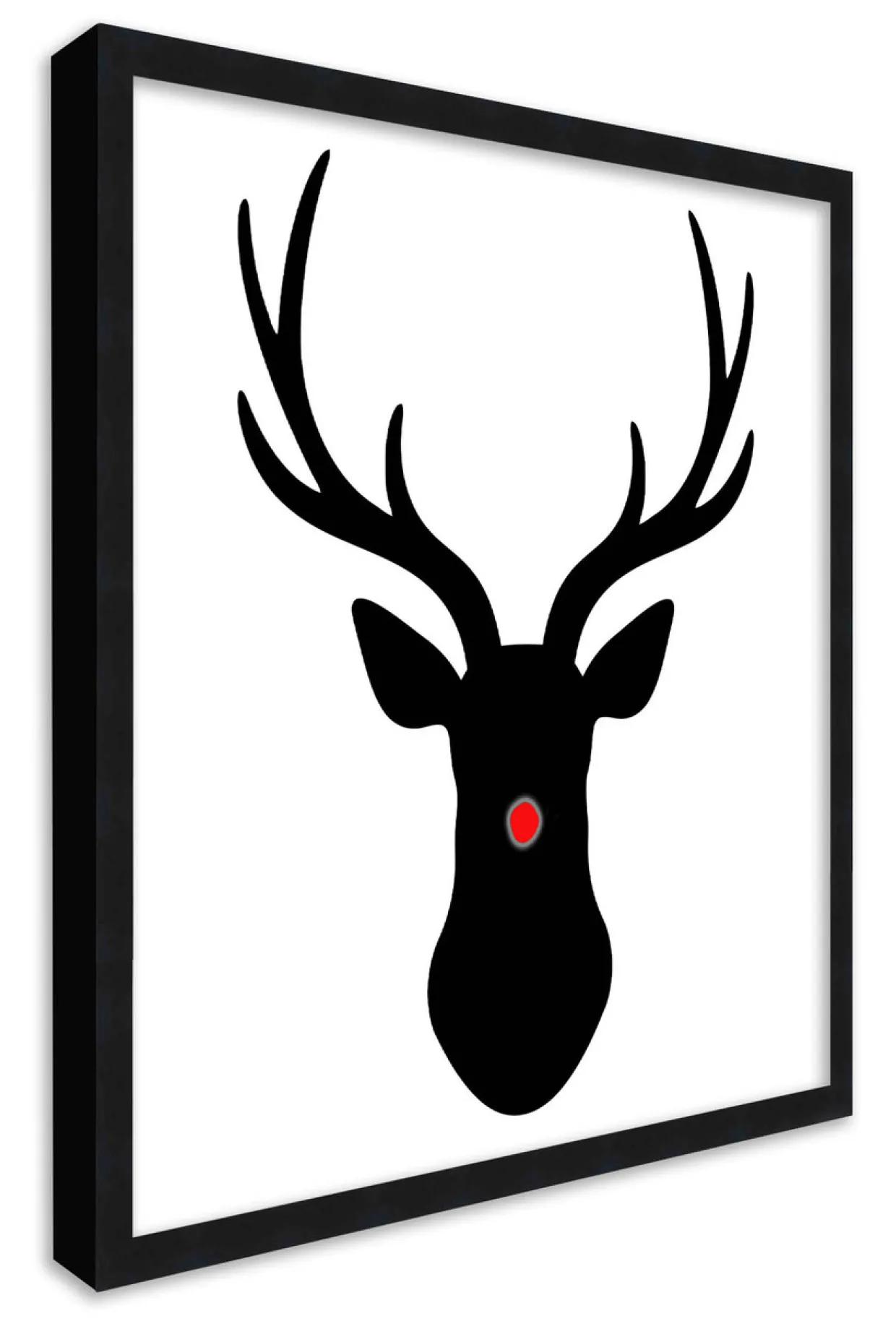 Rudolph the Red Nosed Reindeer 15.5" x 15.5" Framed Christmas Wall Decor Art Print Sign Poster in a Black Wooden Frame with UV Acrylic and Hangers