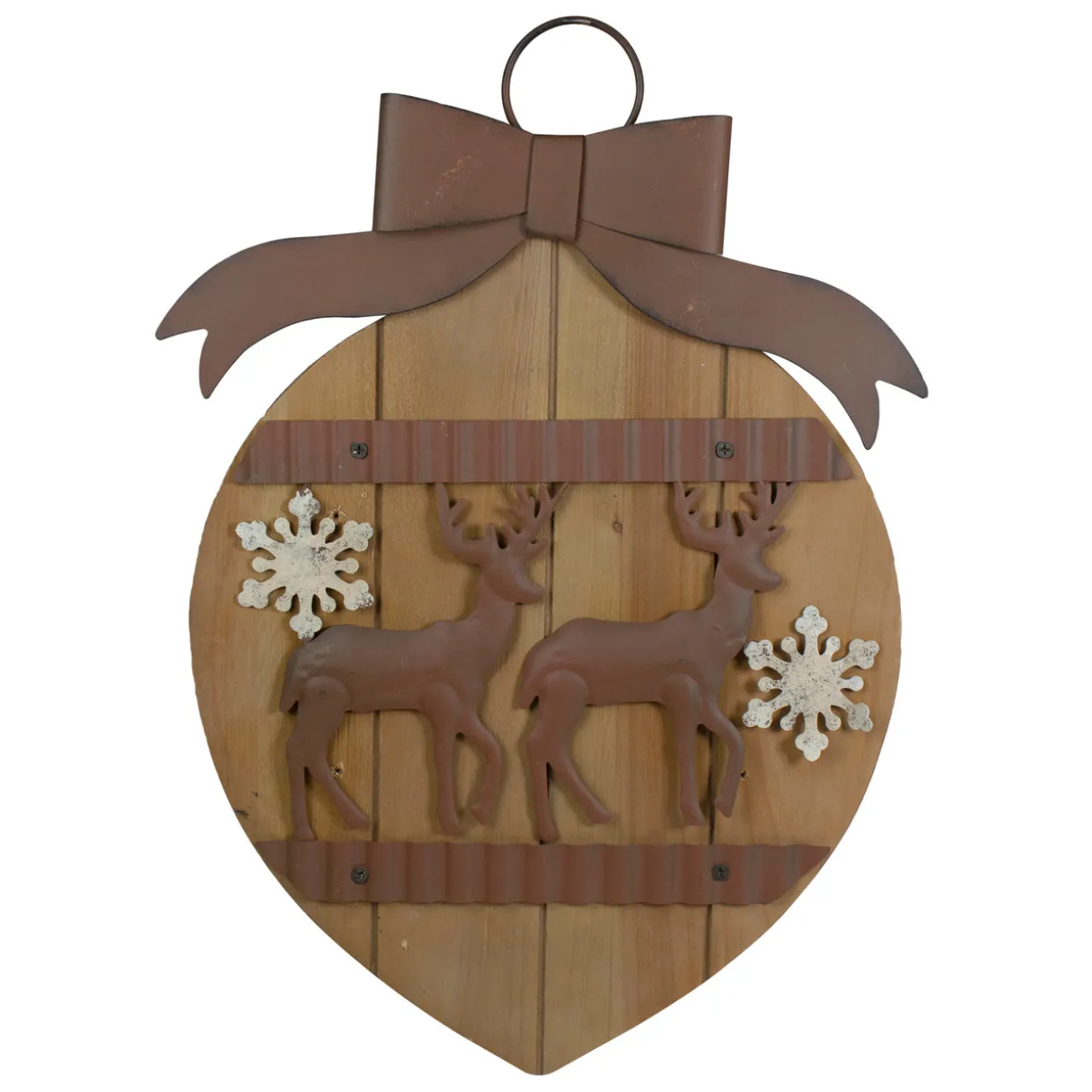 Rustic Reindeer Christmas Ornament Wall Sign - 17.5"