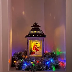 Rustic Snowman Christmas Scene Candle Lantern - 14.5