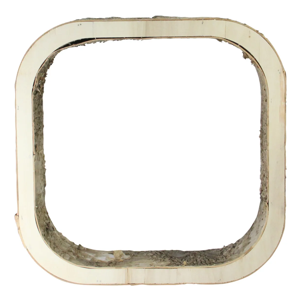 Rustic Square Wood Bark Decoration - 13.5" - Ivory and Brown