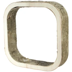 Rustic Square Wood Bark Decoration - 13.5" - Ivory and Brown
