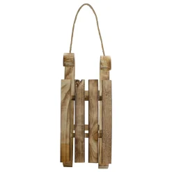 Rustic Wooden Sleigh with Twine Rope Christmas Wall Decoration - 16"
