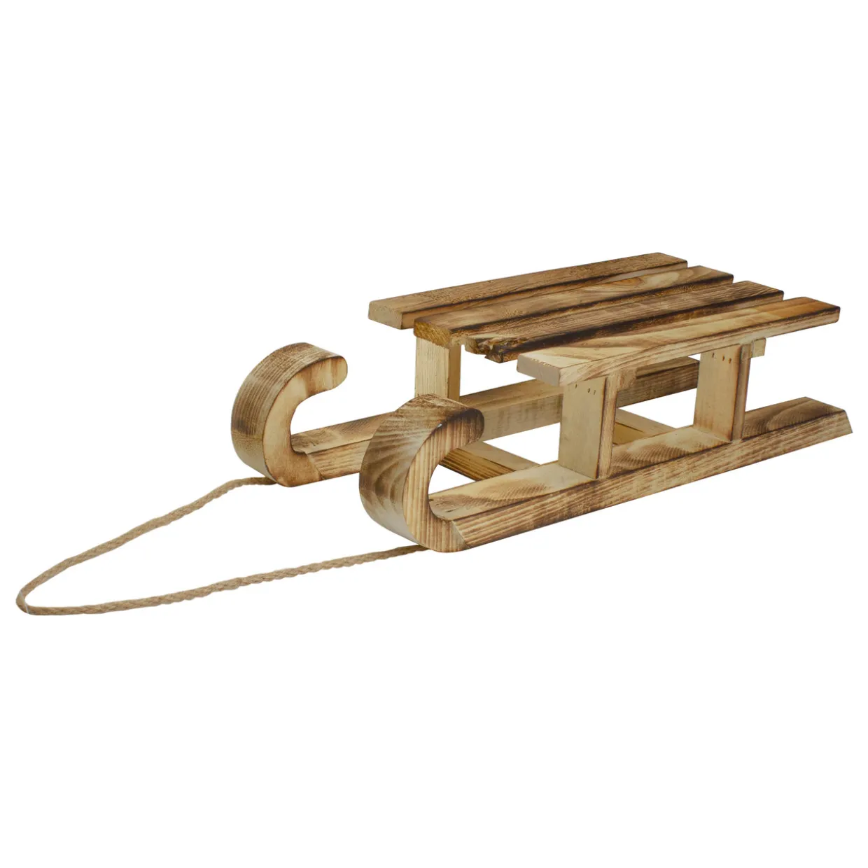 Rustic Wooden Sleigh with Twine Rope Christmas Wall Decoration - 16"