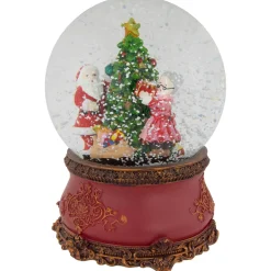 Santa and Mrs. Claus Decorating Christmas Tree Musical Snow Globe - 6