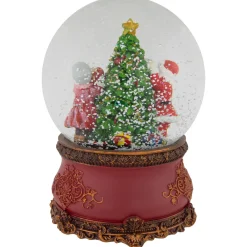 Santa and Mrs. Claus Decorating Christmas Tree Musical Snow Globe - 6