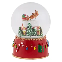 Santa and Reindeer Christmas Night Musical Snow Globe - 7