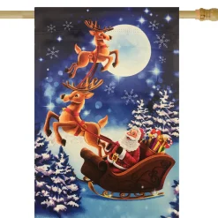 Santa and Reindeer Sleigh Ride Outdoor House Flag 28" x 40"