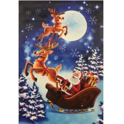 Santa and Reindeer Sleigh Ride Outdoor House Flag 28" x 40"
