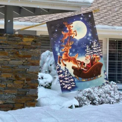 Santa and Reindeer Sleigh Ride Outdoor House Flag 28