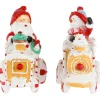 Santa and Snowman on Gingerbread Train Car Christmas Figurines - 6.75" - Set of 2