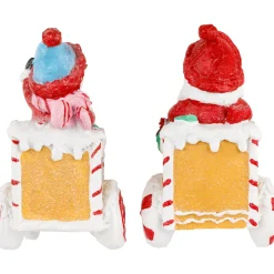 Santa and Snowman on Gingerbread Train Car Christmas Figurines - 6.75