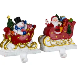 Santa and Snowman Sleigh Ride Christmas Stocking Holders - 4.25