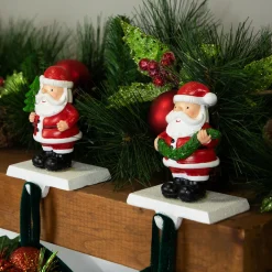 Santa Claus Christmas Stocking Holders - 4.75" - Set of 2