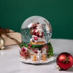 Santa Claus in Chimney Musical Christmas Snow Globe - 7"
