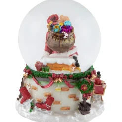 Santa Claus in Chimney Musical Christmas Snow Globe - 7