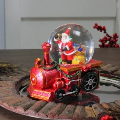Santa Claus Musical Train Christmas Snow Globe - 6"