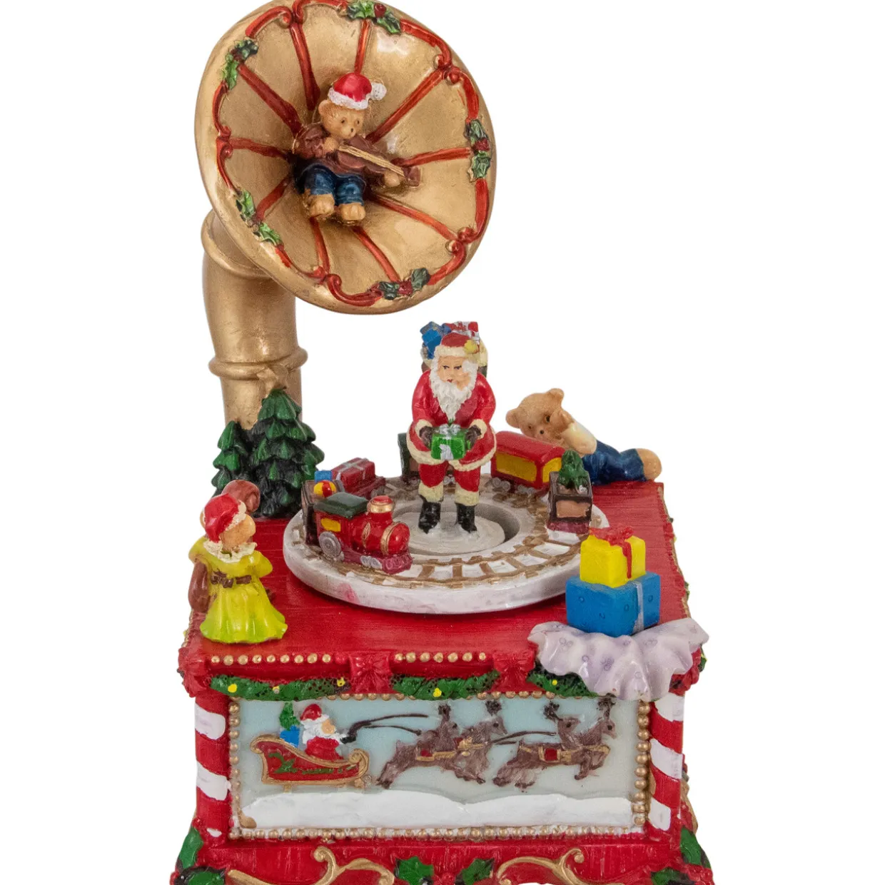 Santa Claus on Phonograph Musical Christmas Decoration - 7"