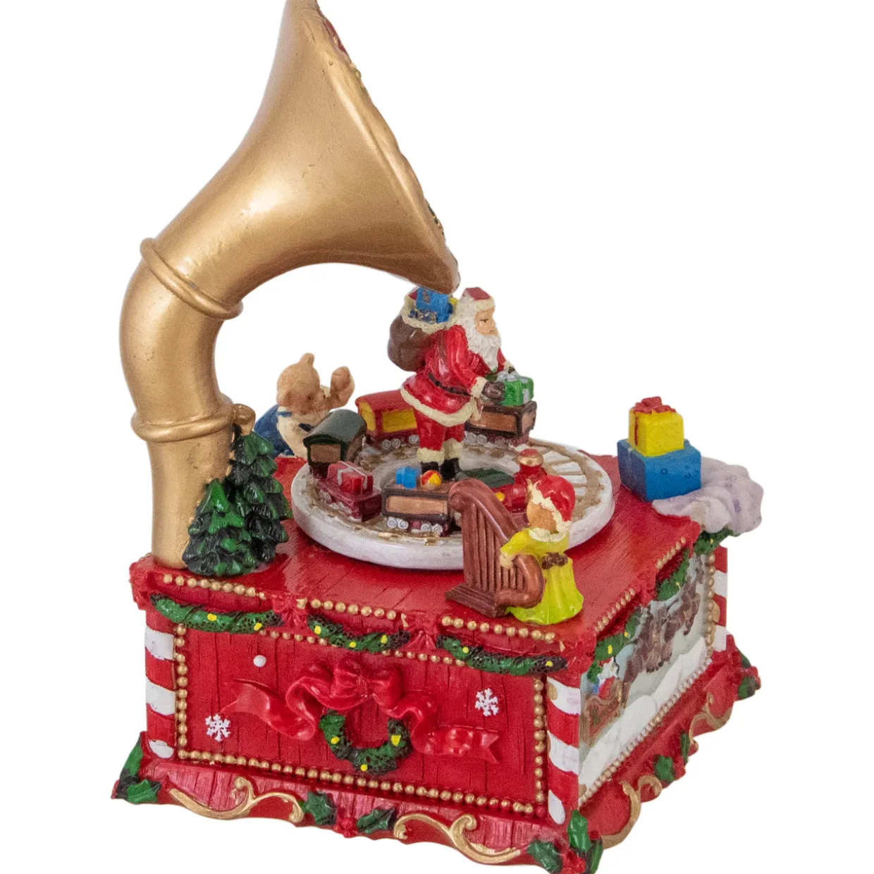 Santa Claus on Phonograph Musical Christmas Decoration - 7"