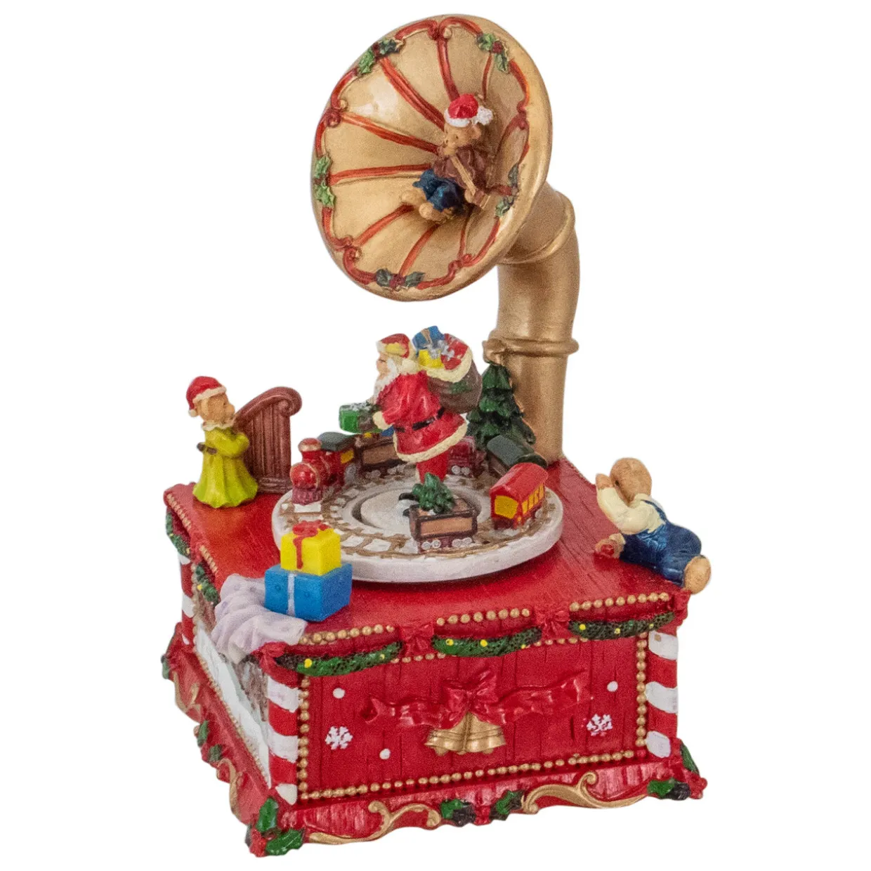 Santa Claus on Phonograph Musical Christmas Decoration - 7"
