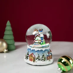 Santa Claus on Sleigh Snowy Village Musical Christmas Water Globe - 5.5"