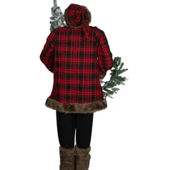 Santa Claus with Flocked Alpine Tree and Wreath Commercial Christmas Figure - 5'