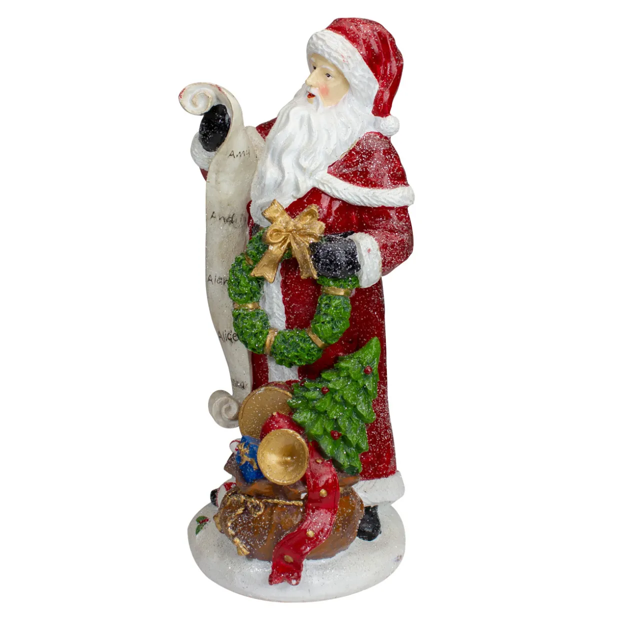 Santa Claus with Gift Sack and a Nice and Naughty List Christmas Figurine - 11.5"