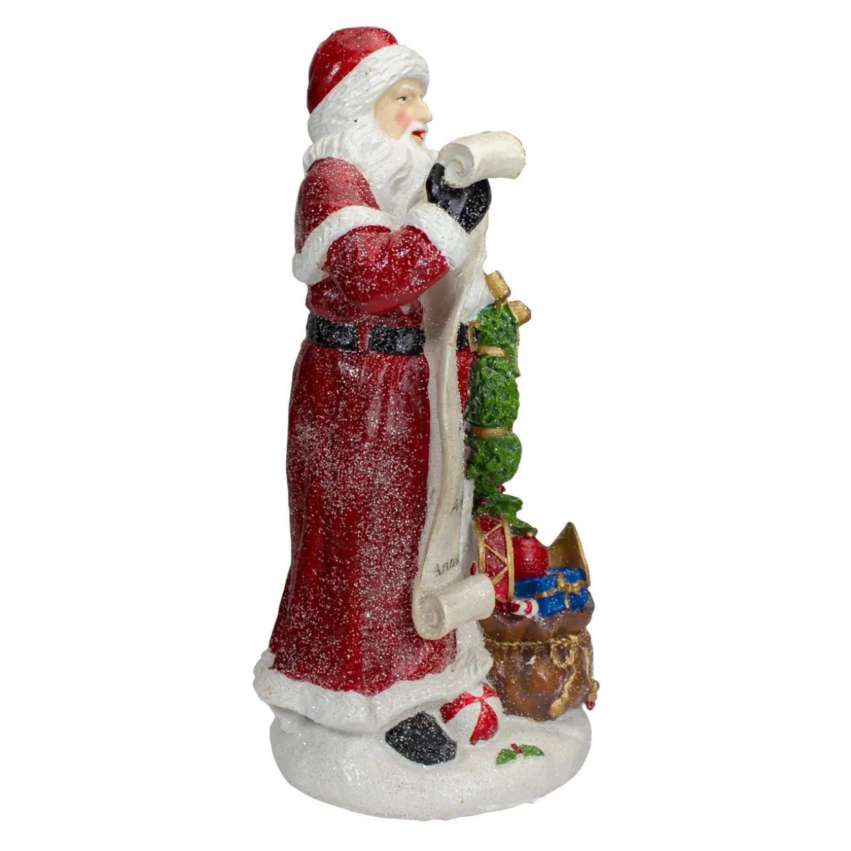 Santa Claus with Gift Sack and a Nice and Naughty List Christmas Figurine - 11.5"