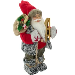 Santa Claus with Presents and Sled Standing Christmas Figure - 12